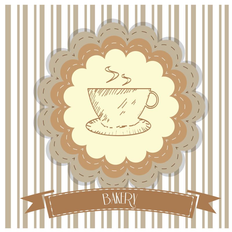 抽象矢量手绘咖啡元素图标设计