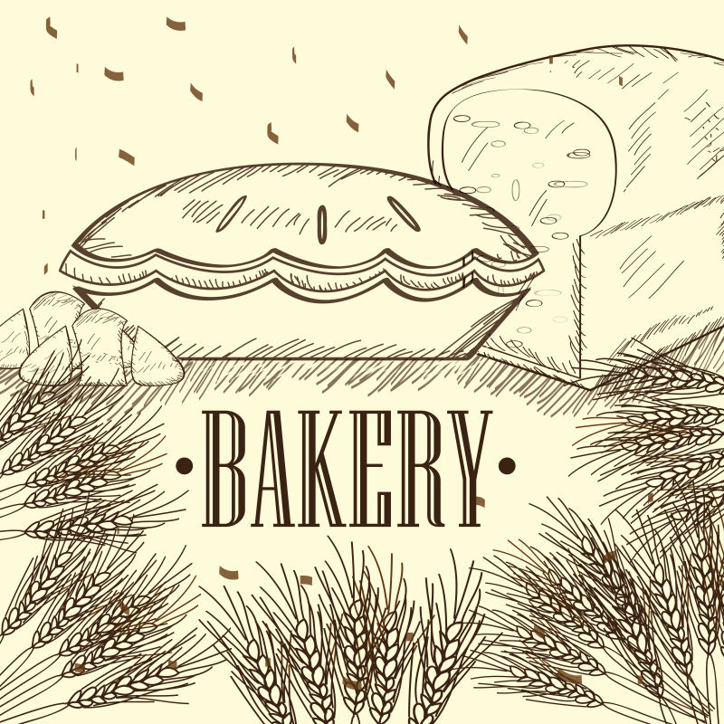 抽象矢量手绘面包元素创意背景