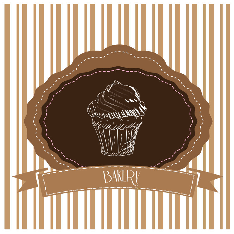 抽象矢量老式纸杯蛋糕元素的标签设计