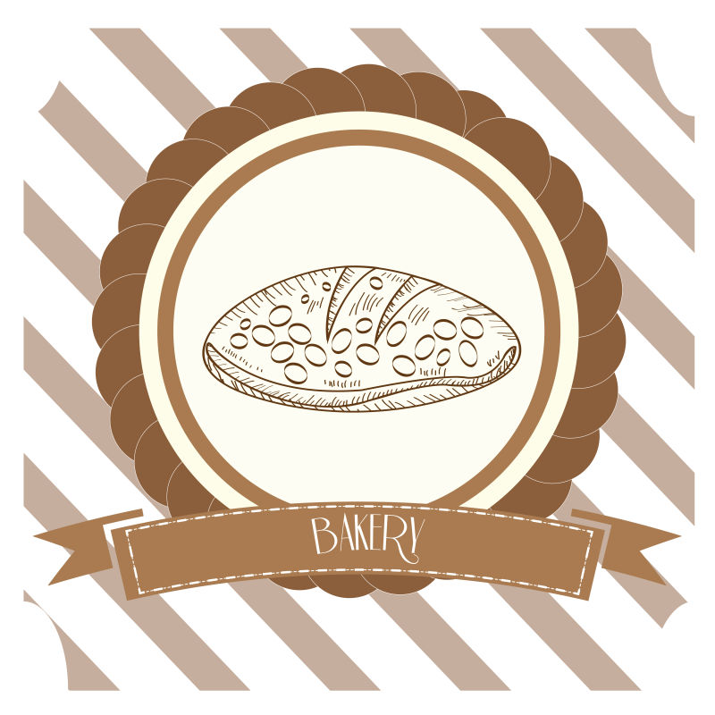 抽象矢量复古手绘面包标签设计