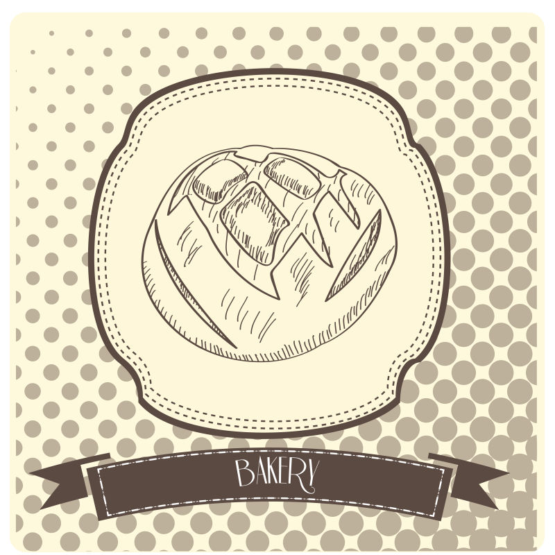 抽象矢量手绘面包标签设计