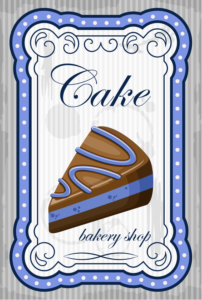抽象矢量蓝莓蛋糕海报设计