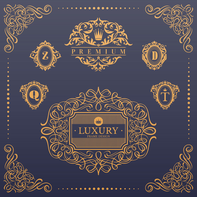 矢量金色复古装饰标签创意设计