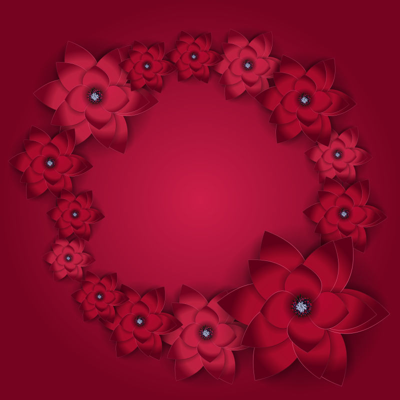 矢量的红色花卉图案贺卡