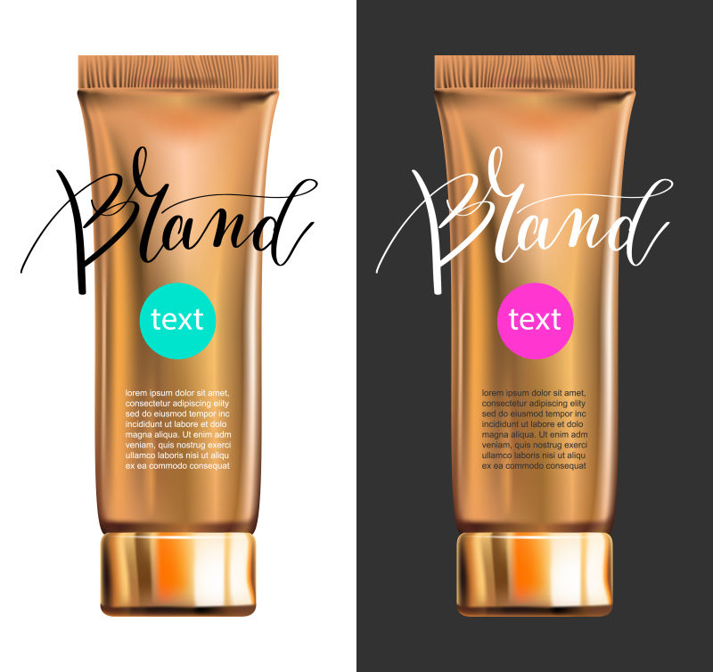 创意矢量现代金管化妆品包装设计