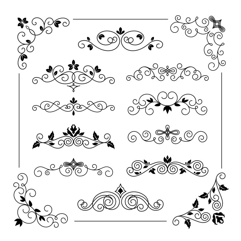 创意矢量复古优雅装饰边框设计元素