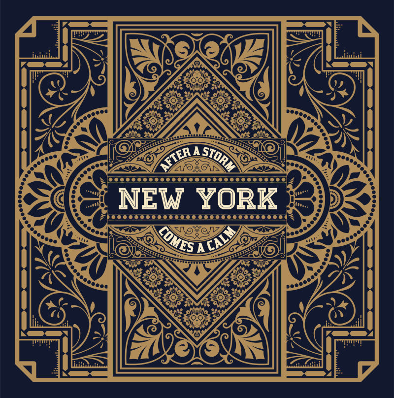 创意矢量金色老式花纹装饰的威士忌标签设计