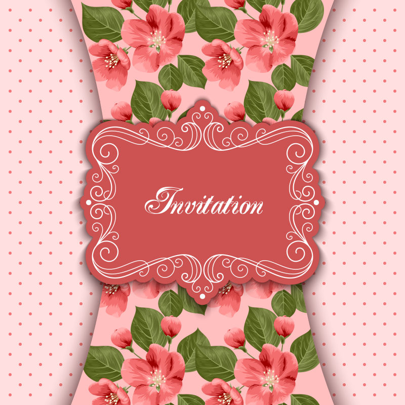 创意矢量现代花卉元素的粉色主题装饰卡片设计