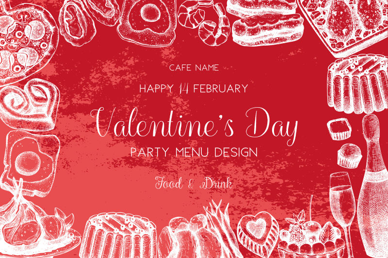 创意矢量情人节主题的食品背景