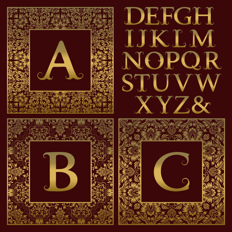 矢量抽象金色老式字母设计