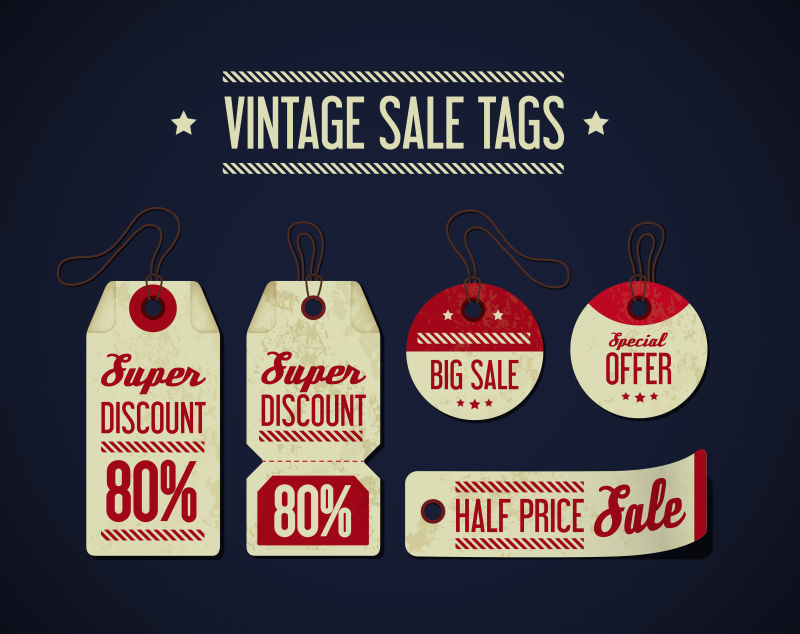 红色几何图案标签矢量设计