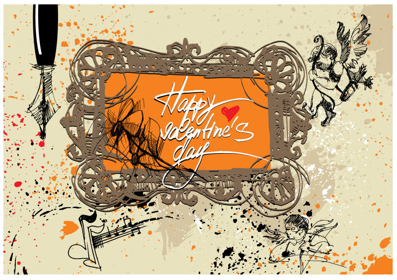 情人节的精美装饰矢量插图