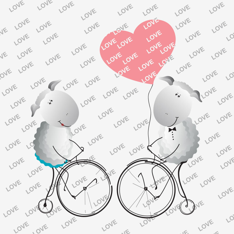 情人节主题创意绵羊插图矢量设计