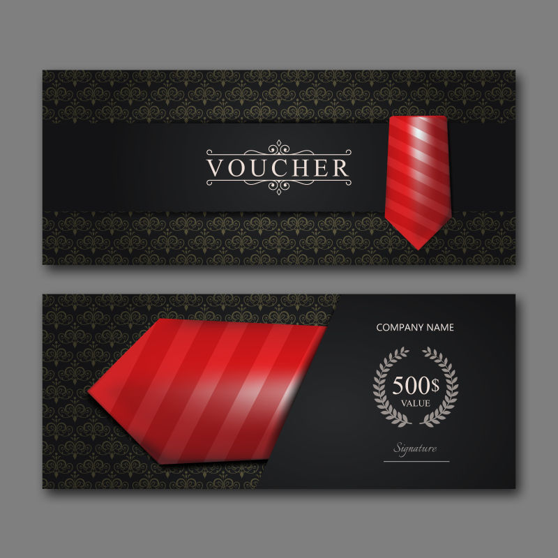 红色领带图案优惠券矢量设计