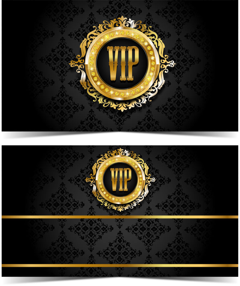 矢量黑金配色的贵宾卡设计