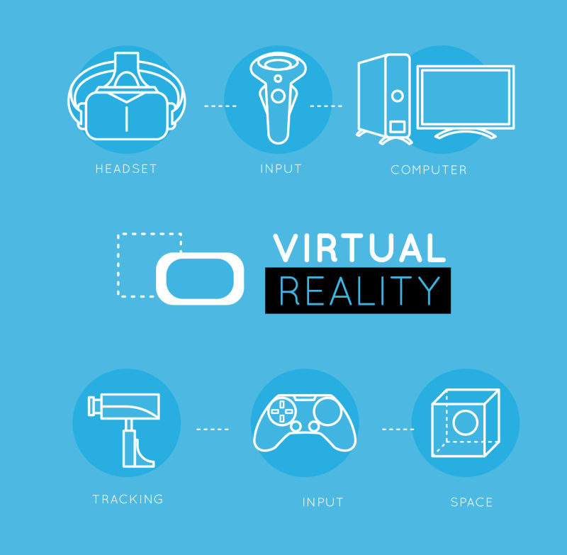 创意矢量虚拟现实游戏设计元素