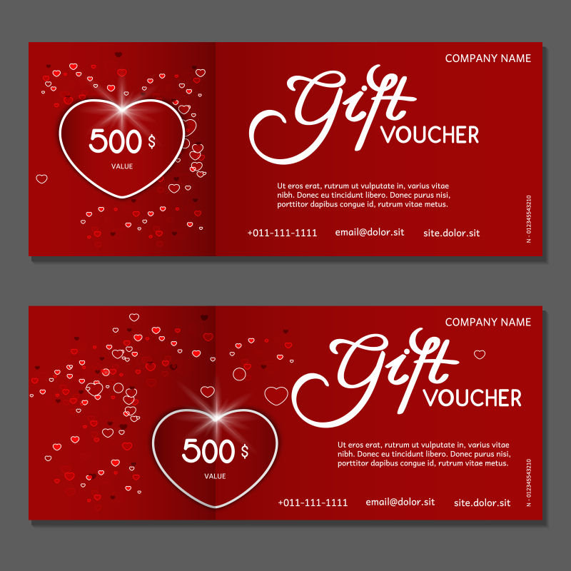 矢量红色礼品凭单