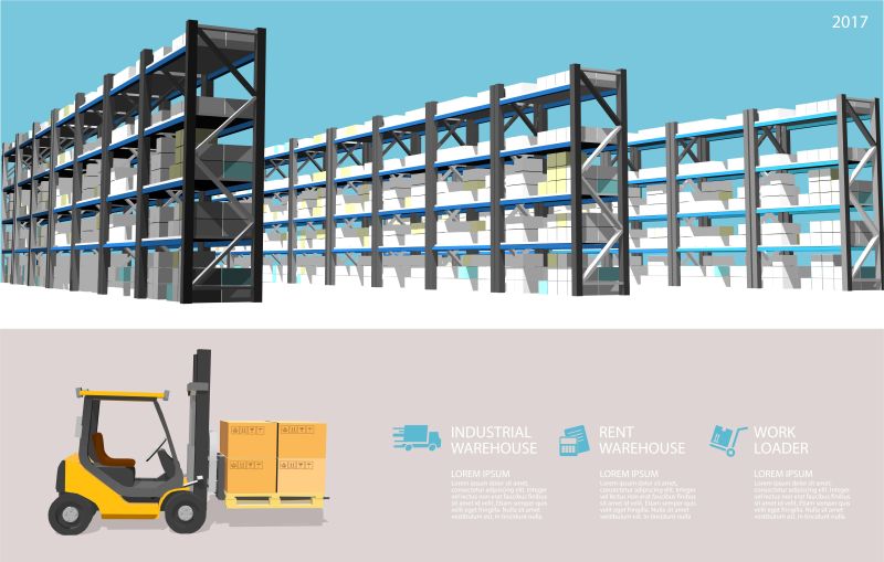 创意矢量装满货物的货架插图