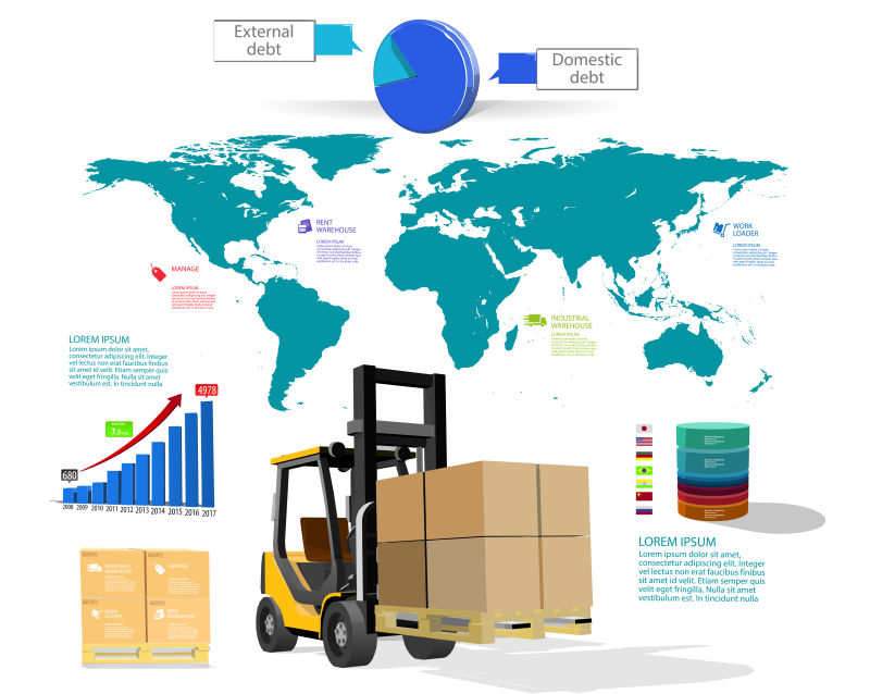 矢量全球物流主题的信息图表设计