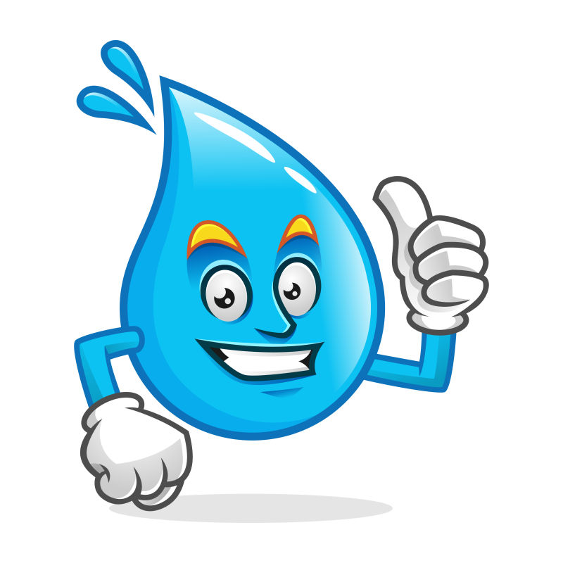 矢量竖起大拇指的卡通水滴