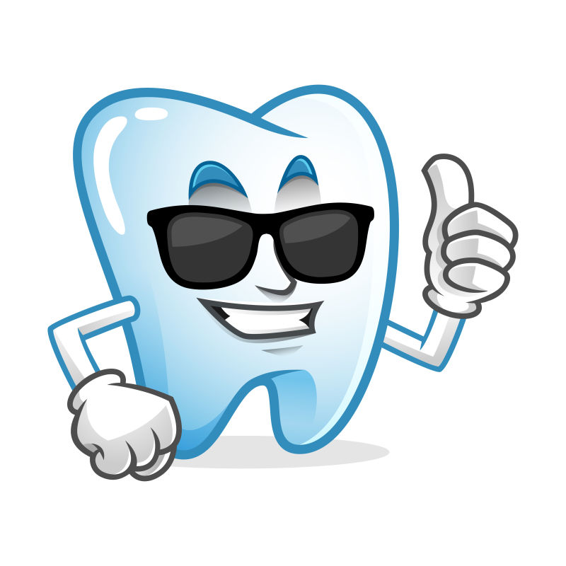 矢量戴着墨镜的卡通牙齿