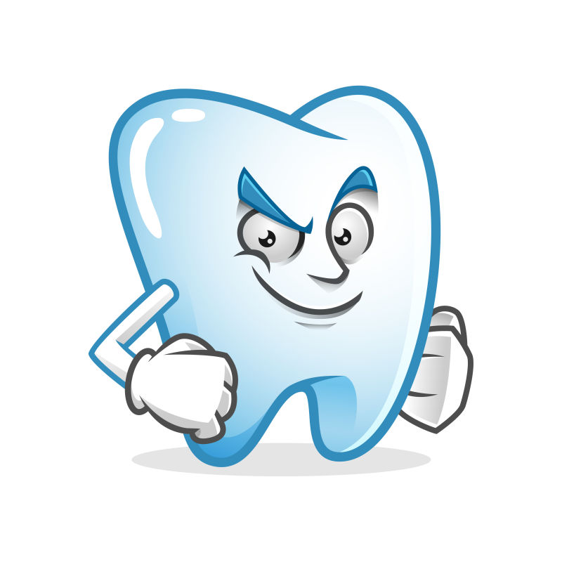 矢量自信的卡通牙齿