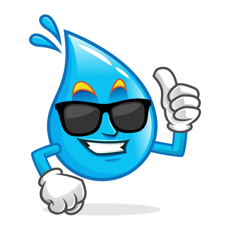 矢量戴着墨镜的蓝色水滴