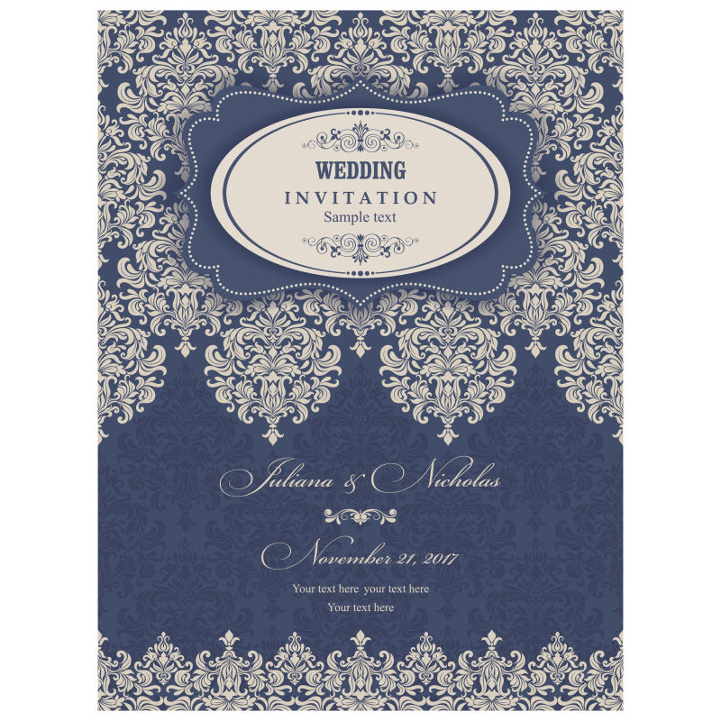 矢量巴洛克风格邀请卡设计