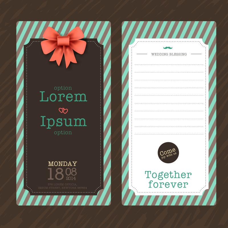 抽象矢量复古可爱的婚礼贺卡设计