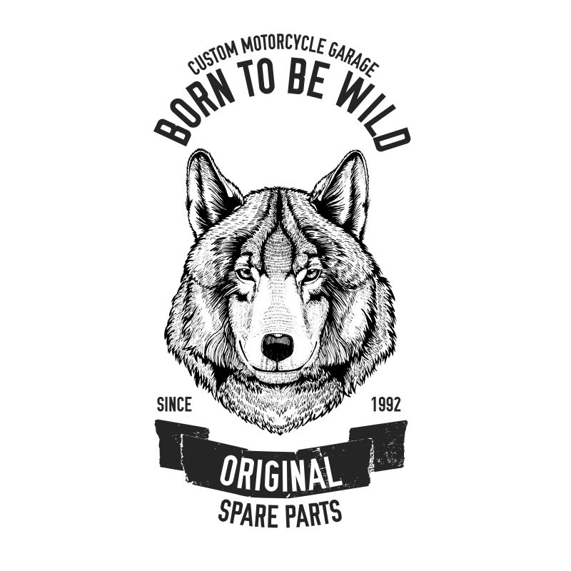 狼头标志T恤矢量