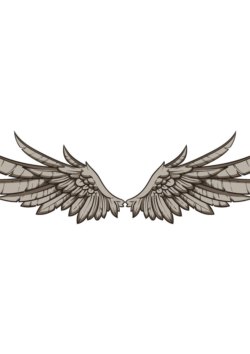 矢量手绘翅膀插图设计
