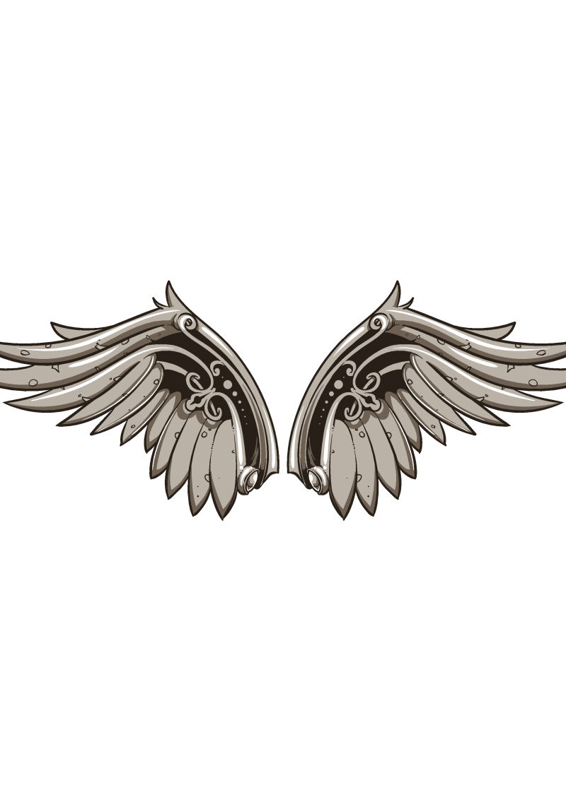 复古的天使翅膀插图矢量设计