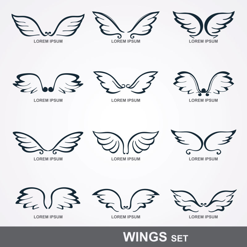 手绘翅膀标志矢量设计
