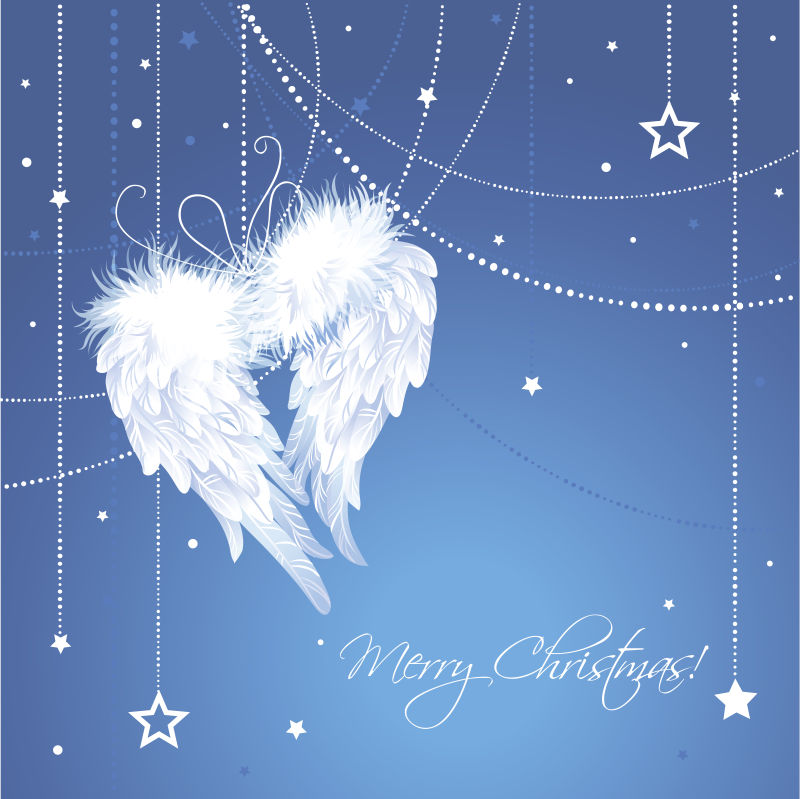 天使翅膀图案圣诞背景矢量设计