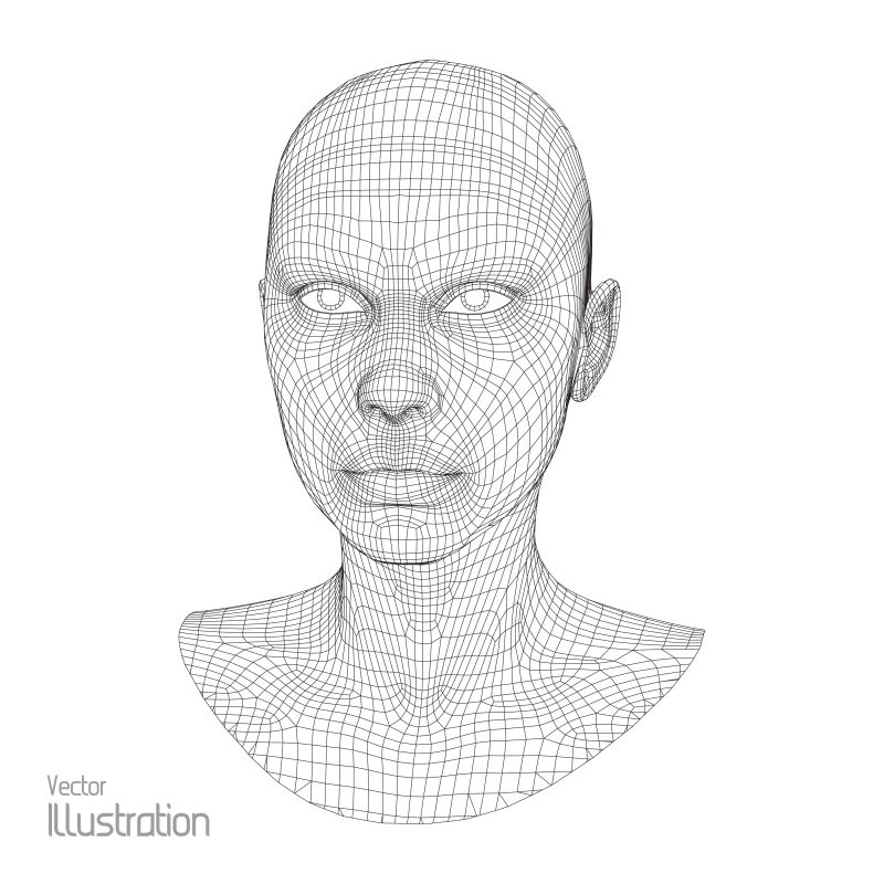 矢量图图片 3d网格的人的头部正面矢量图素材 高清图片 摄影照片 寻图免费打包下载