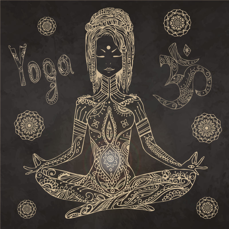 图片 插画 抽象矢量瑜伽主题的艺术设计插图