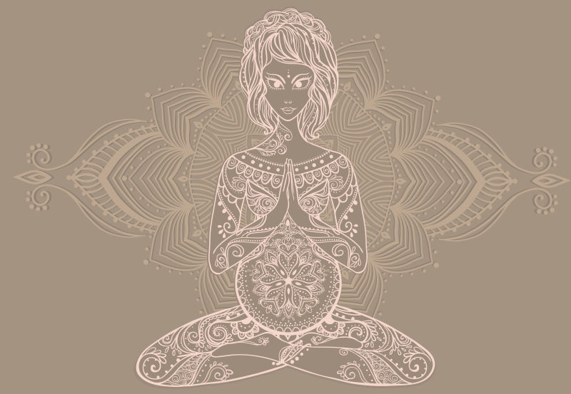 图片 插画 抽象矢量瑜伽主题的艺术设计插图