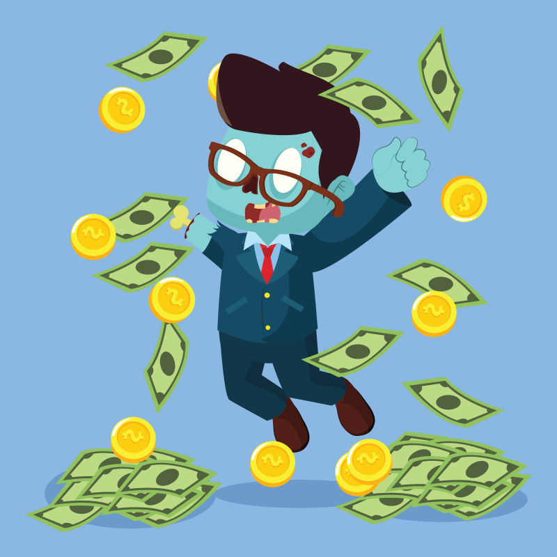 僵尸商人与钱矢量图