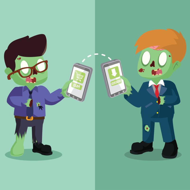 僵尸商人电话订购矢量图