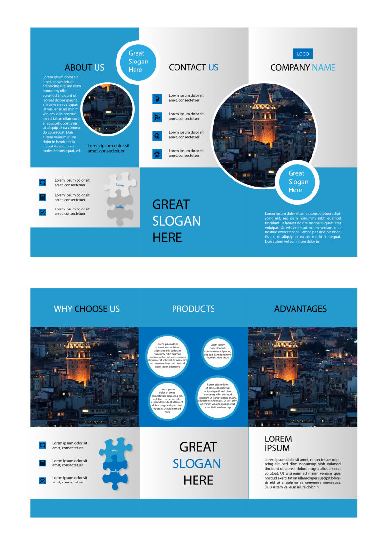 矢量蓝色小册子