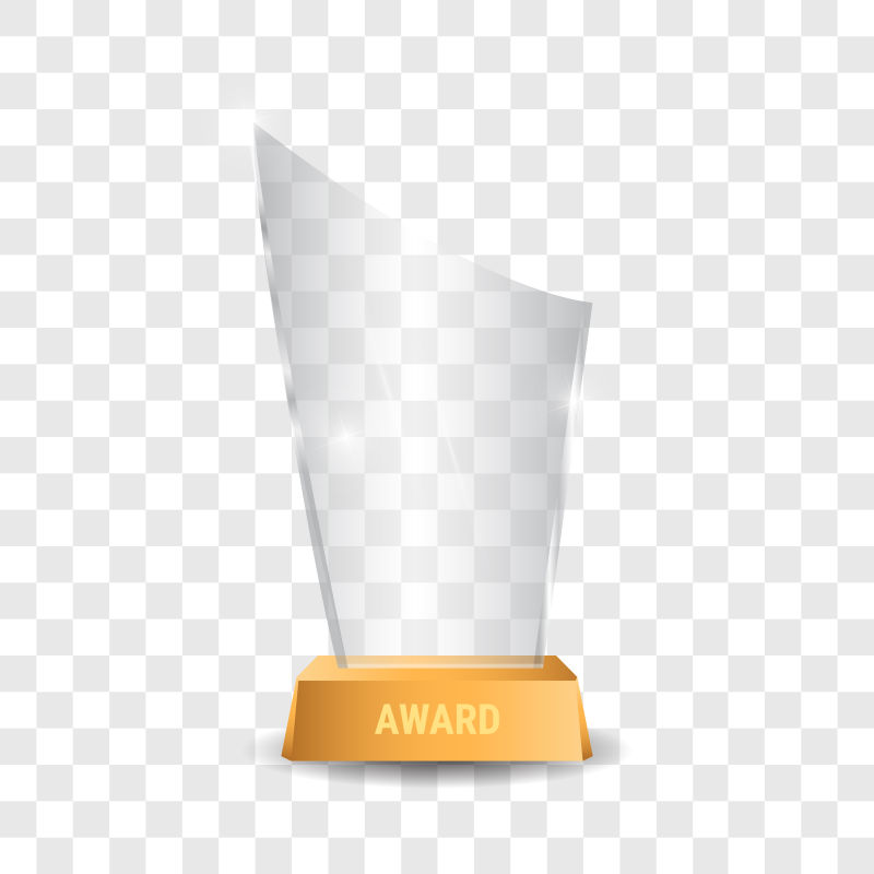 抽象矢量透明的玻璃奖杯设计