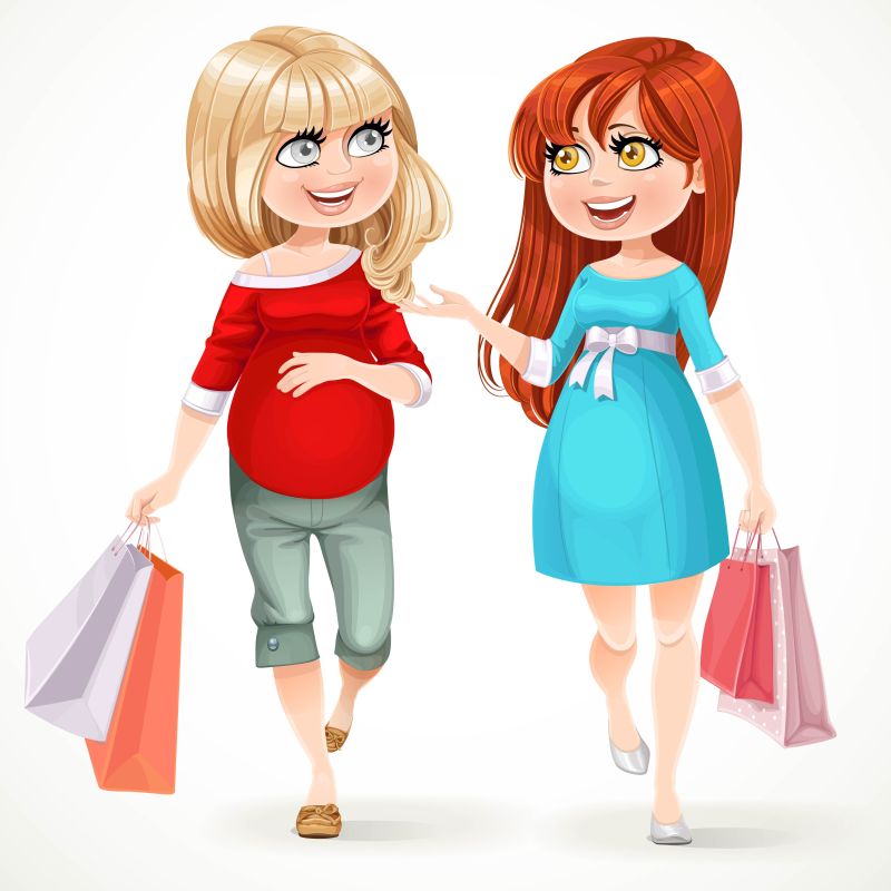 矢量购物的孕妇