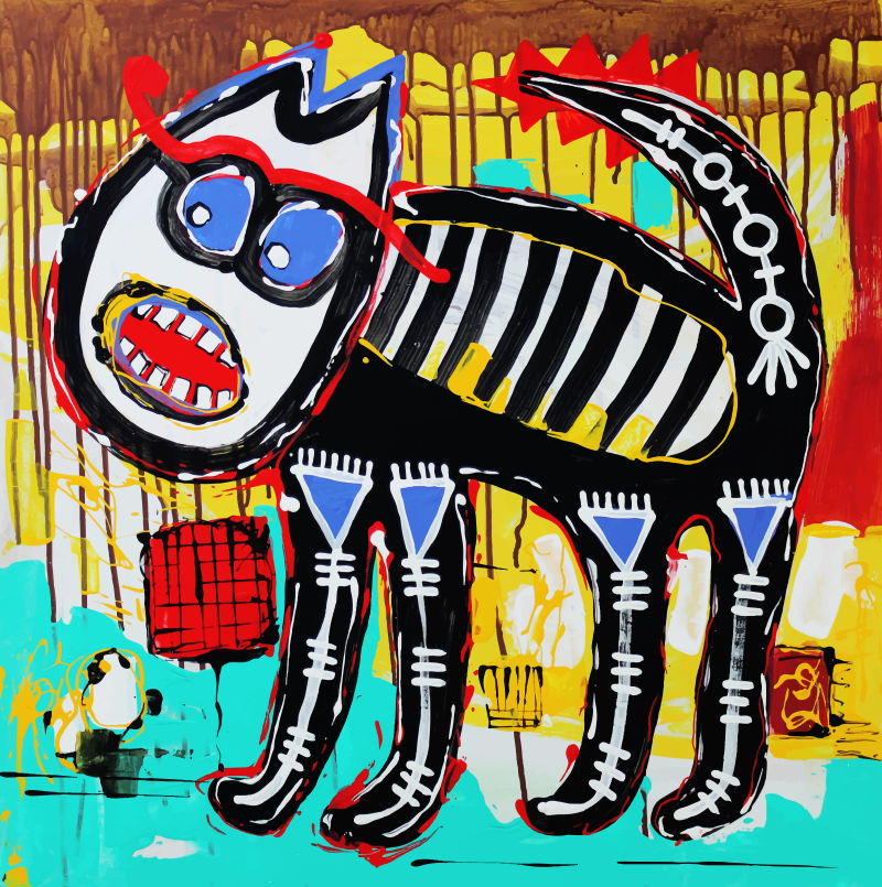 抽象矢量涂鸦风格的猫咪设计插图