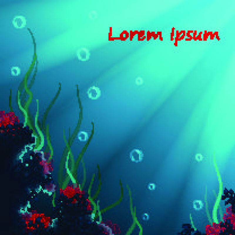 矢量美丽的卡通海底插图