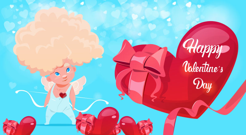 爱神图案情人节明信片矢量设计