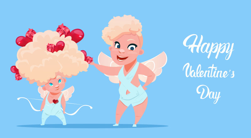 爱神图案的情人节贺卡矢量设计