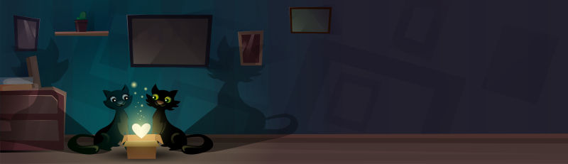 矢量的情人节小猫插图设计