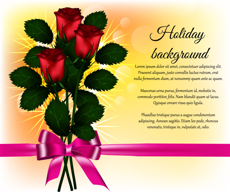 玫瑰图案的情人节贺卡矢量设计