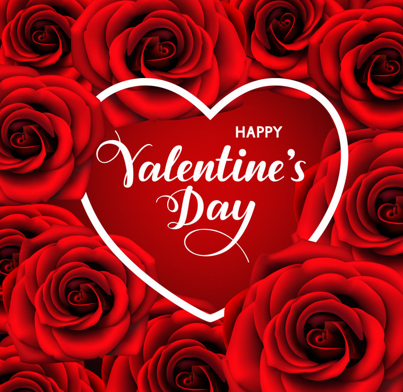 情人节玫瑰图案背景矢量设计