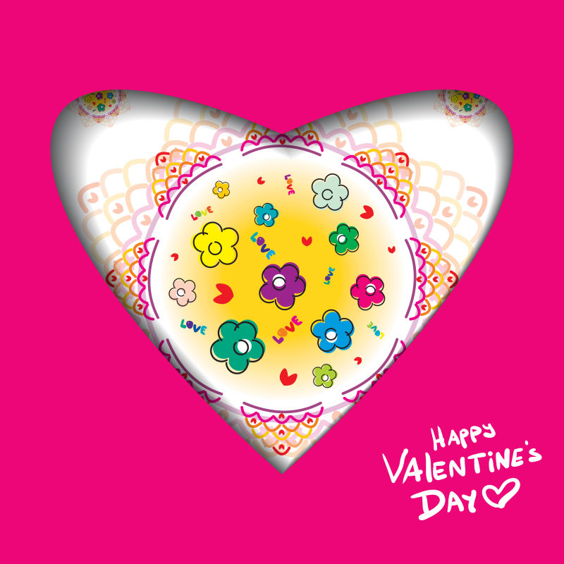 情人节的抽象背景与切纸心矢量